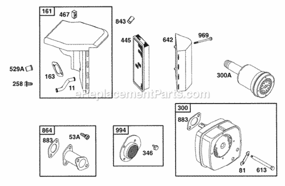 Air_Cleaner_Mufflers Diagram and Parts List for 19B412-0123-01  Briggs and Stratton Engine